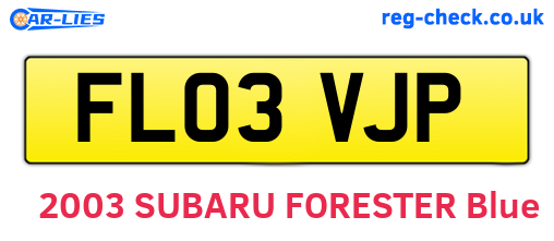 FL03VJP are the vehicle registration plates.