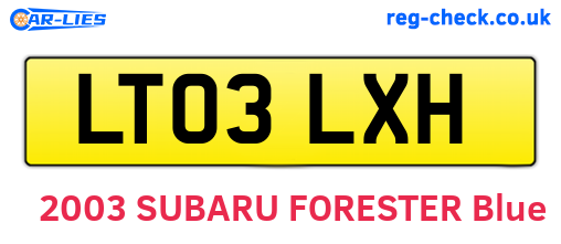 LT03LXH are the vehicle registration plates.