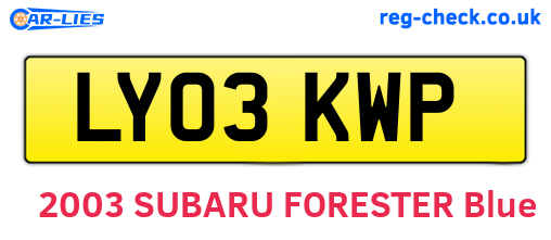 LY03KWP are the vehicle registration plates.