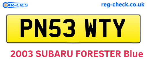 PN53WTY are the vehicle registration plates.