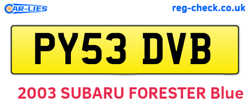 PY53DVB are the vehicle registration plates.