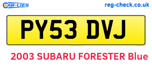 PY53DVJ are the vehicle registration plates.