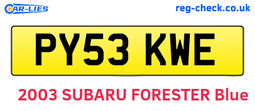 PY53KWE are the vehicle registration plates.