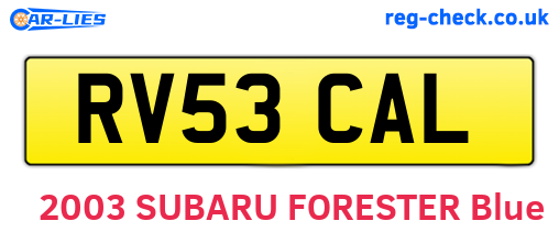 RV53CAL are the vehicle registration plates.