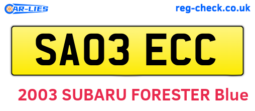 SA03ECC are the vehicle registration plates.