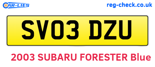 SV03DZU are the vehicle registration plates.