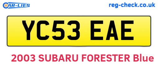 YC53EAE are the vehicle registration plates.