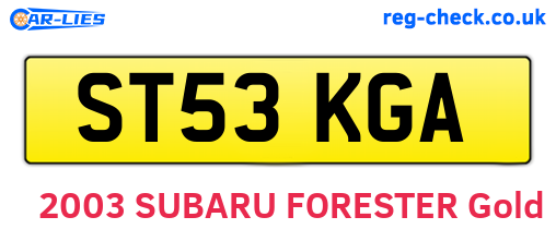 ST53KGA are the vehicle registration plates.