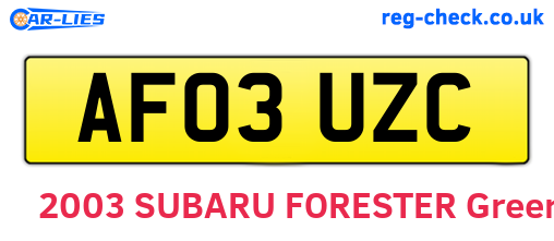 AF03UZC are the vehicle registration plates.