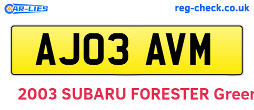 AJ03AVM are the vehicle registration plates.