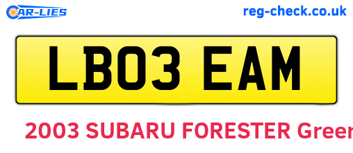 LB03EAM are the vehicle registration plates.