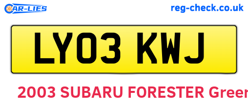 LY03KWJ are the vehicle registration plates.