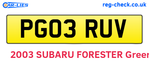 PG03RUV are the vehicle registration plates.