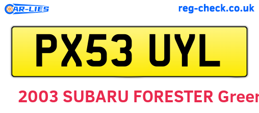 PX53UYL are the vehicle registration plates.