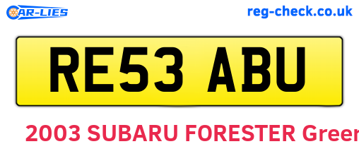 RE53ABU are the vehicle registration plates.