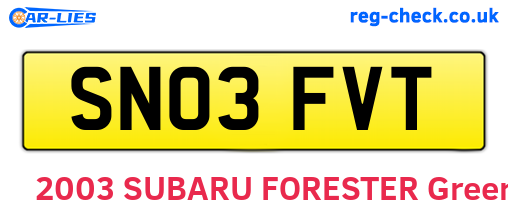 SN03FVT are the vehicle registration plates.