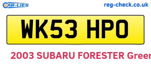 WK53HPO are the vehicle registration plates.