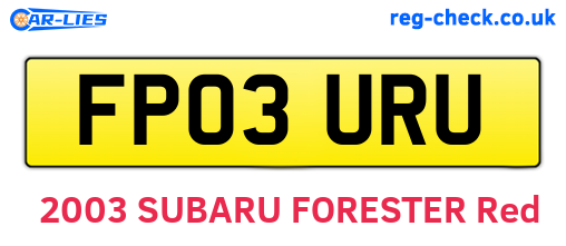 FP03URU are the vehicle registration plates.