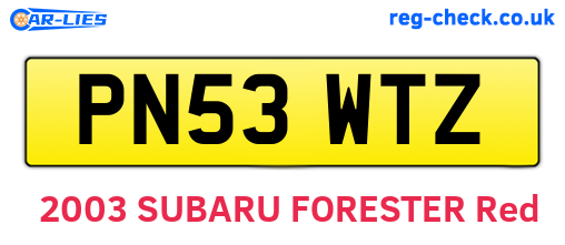 PN53WTZ are the vehicle registration plates.