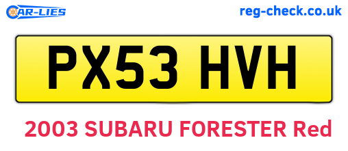 PX53HVH are the vehicle registration plates.