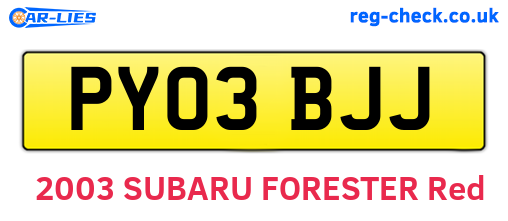 PY03BJJ are the vehicle registration plates.