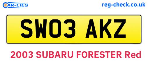 SW03AKZ are the vehicle registration plates.