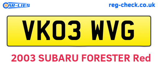 VK03WVG are the vehicle registration plates.