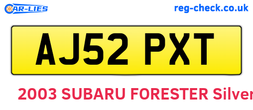 AJ52PXT are the vehicle registration plates.