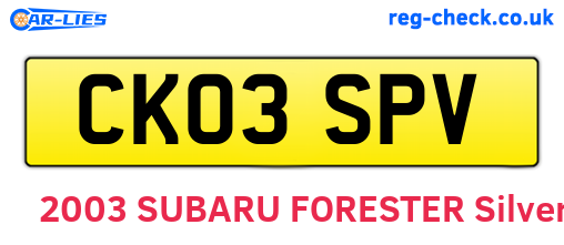 CK03SPV are the vehicle registration plates.