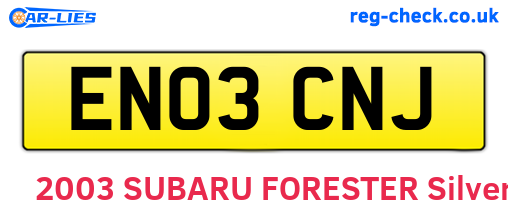 EN03CNJ are the vehicle registration plates.