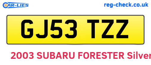GJ53TZZ are the vehicle registration plates.