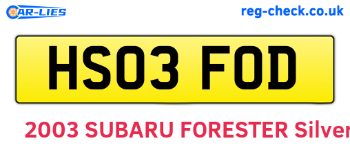 HS03FOD are the vehicle registration plates.