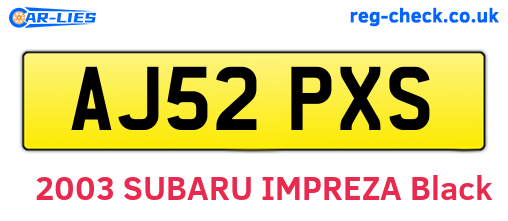 AJ52PXS are the vehicle registration plates.