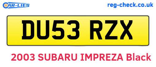 DU53RZX are the vehicle registration plates.