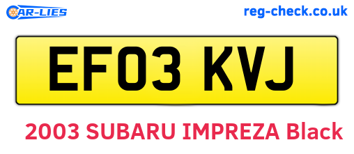EF03KVJ are the vehicle registration plates.