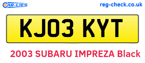 KJ03KYT are the vehicle registration plates.