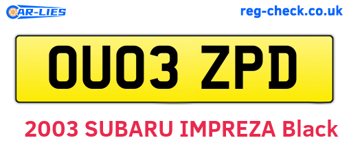 OU03ZPD are the vehicle registration plates.