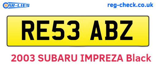 RE53ABZ are the vehicle registration plates.