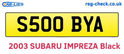 S500BYA are the vehicle registration plates.