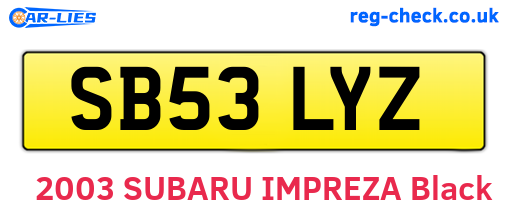 SB53LYZ are the vehicle registration plates.