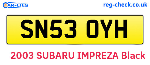 SN53OYH are the vehicle registration plates.