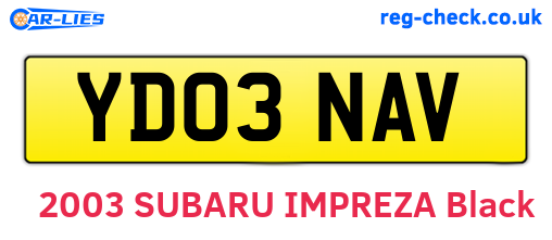YD03NAV are the vehicle registration plates.