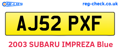 AJ52PXF are the vehicle registration plates.