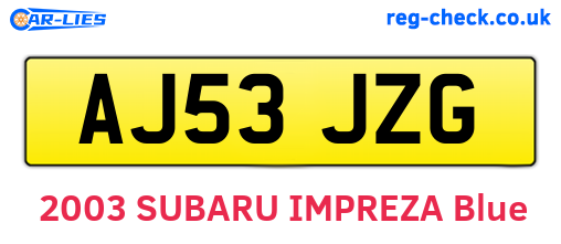 AJ53JZG are the vehicle registration plates.