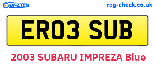 ER03SUB are the vehicle registration plates.