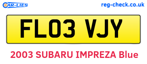 FL03VJY are the vehicle registration plates.