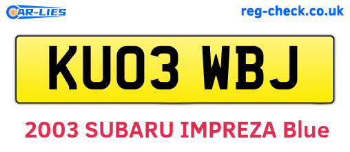 KU03WBJ are the vehicle registration plates.