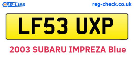 LF53UXP are the vehicle registration plates.
