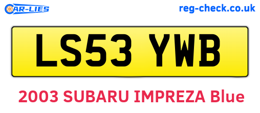 LS53YWB are the vehicle registration plates.