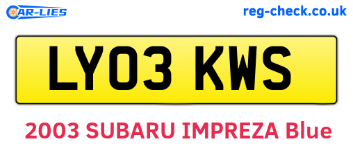 LY03KWS are the vehicle registration plates.